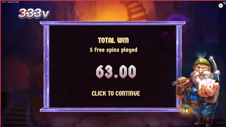 Tampilan visual slot Drill The Thrill dengan tema pertambangan yang eksplosif