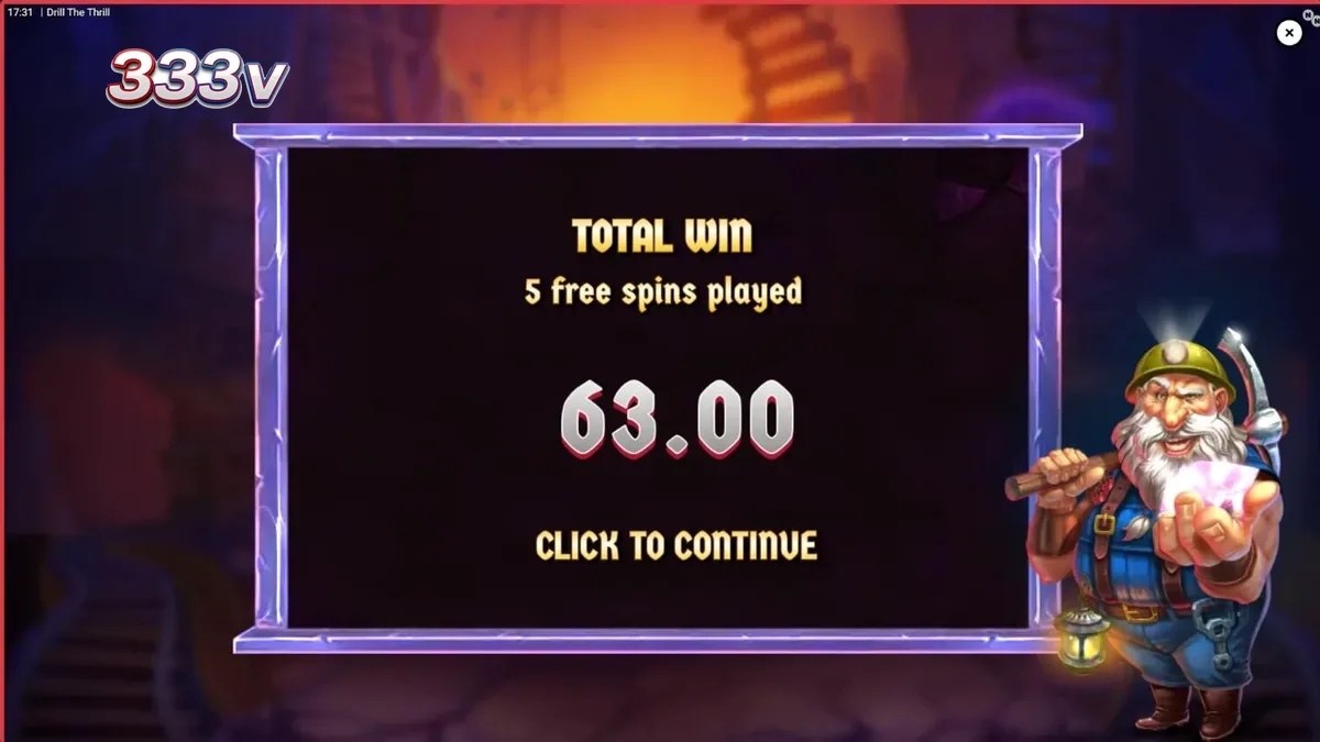 Tampilan visual slot Drill The Thrill dengan tema pertambangan yang eksplosif