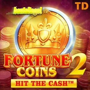 Tampilan visual mesin slot Fortune Coins 2 dengan nuansa emas dan simbol keberuntungan Asia.